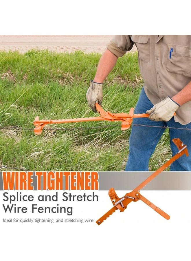 Red Manual Wire Stretcher Repair Tool Portable Easy Grip Stainless Steel Ratchet Fence Tensioner - Image 1